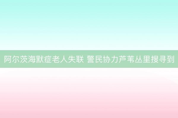 阿尔茨海默症老人失联 警民协力芦苇丛里搜寻到