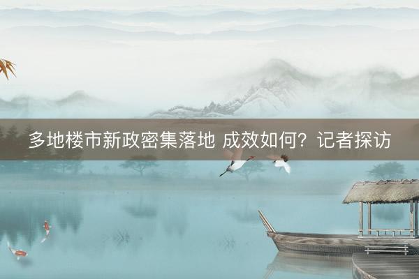 多地楼市新政密集落地 成效如何？记者探访