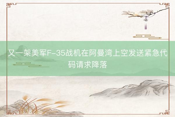 又一架美军F-35战机在阿曼湾上空发送紧急代码请求降落