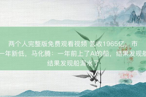 两个人完整版免费观看视频 营收1965亿，市值创近一年新低，马化腾：一年前上了AI的船，结果发现船漏水了