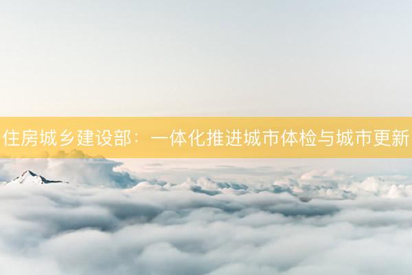 住房城乡建设部：一体化推进城市体检与城市更新