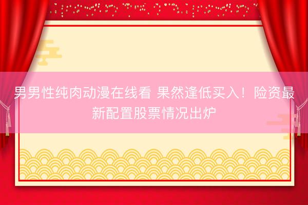 男男性纯肉动漫在线看 果然逢低买入!险资最新配置股票情况出炉