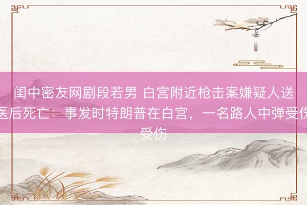 闺中密友网剧段若男 白宫附近枪击案嫌疑人送医后死亡:事发时特朗普在白宫,一名路人中弹受伤