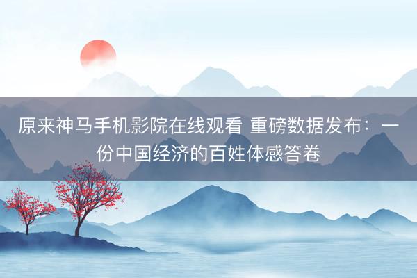 原来神马手机影院在线观看 重磅数据发布：一份中国经济的百姓体感答卷