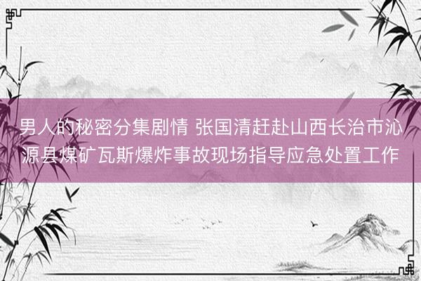 男人的秘密分集剧情 张国清赶赴山西长治市沁源县煤矿瓦斯爆炸事故现场指导应急处置工作