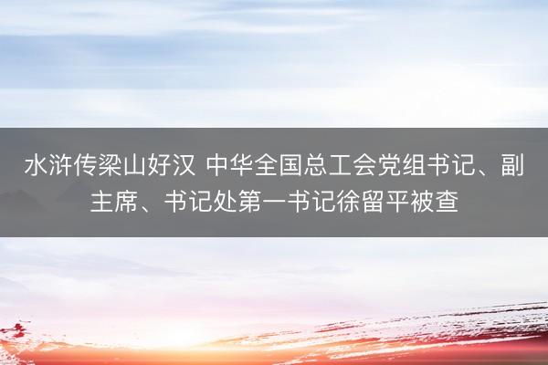水浒传梁山好汉 中华全国总工会党组书记、副主席、书记处第一书记徐留平被查