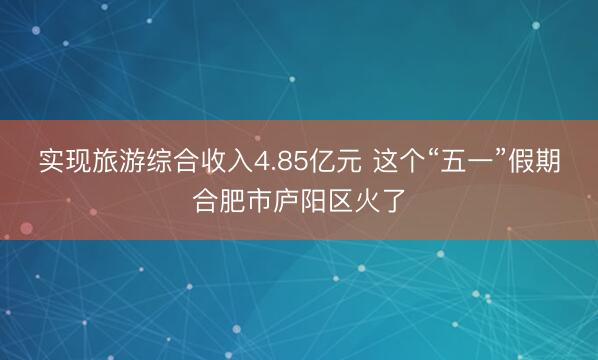 实现旅游综合收入4.85亿元 这个“五一”假期合肥市庐阳区火了