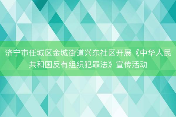 济宁市任城区金城街道兴东社区开展《中华人民共和国反有组织犯罪法》宣传活动