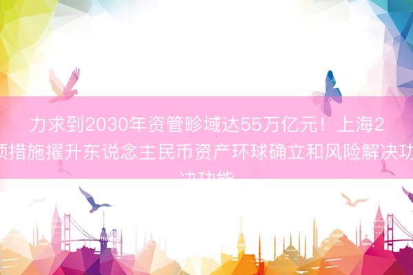 力求到2030年资管畛域达55万亿元！上海21项措施擢升东说念主民币资产环球确立和风险解决功能