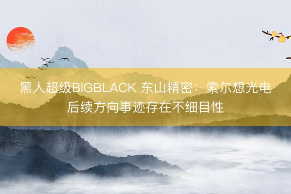 黑人超级BIGBLACK 东山精密：索尔想光电后续方向事迹存在不细目性