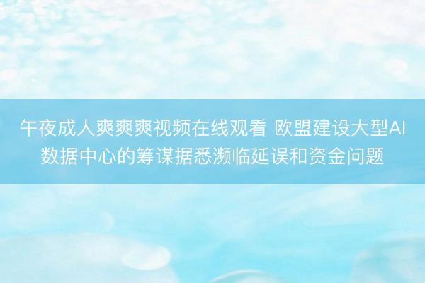 午夜成人爽爽爽视频在线观看 欧盟建设大型AI数据中心的筹谋据悉濒临延误和资金问题