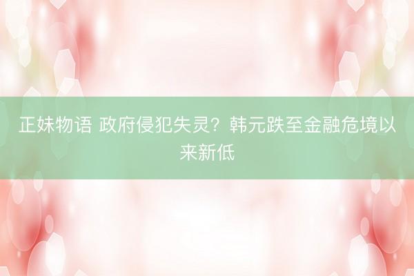 正妹物语 政府侵犯失灵？韩元跌至金融危境以来新低