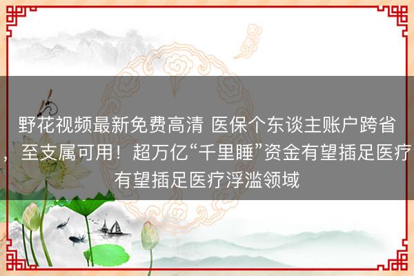 野花视频最新免费高清 医保个东谈主账户跨省共济来了，至支属可用！超万亿“千里睡”资金有望插足医疗浮滥领域