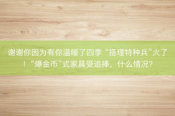 谢谢你因为有你温暖了四季 “搭理特种兵”火了!“爆金币”式家具受追捧,什么情况?