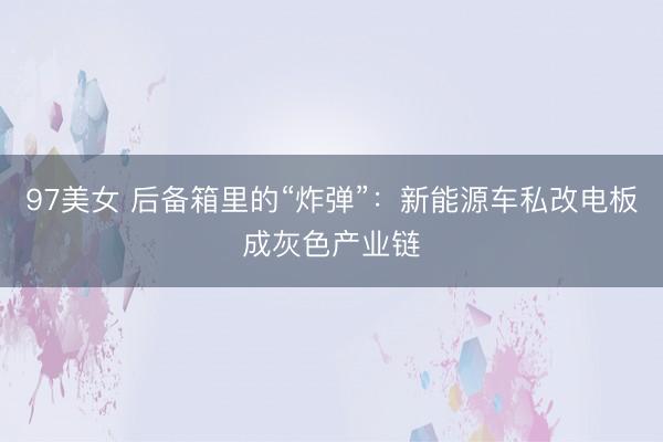 97美女 后备箱里的“炸弹”：新能源车私改电板成灰色产业链