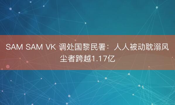SAM SAM VK 调处国黎民署：人人被动耽溺风尘者跨越1.17亿