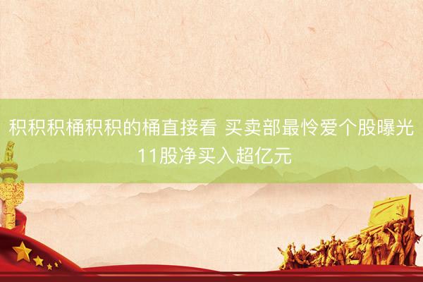 积积积桶积积的桶直接看 买卖部最怜爱个股曝光 11股净买入超亿元