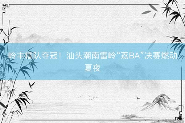 岭丰糯队夺冠！汕头潮南雷岭“荔BA”决赛燃动夏夜